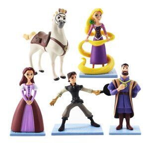 Tangled King Queen Rapunzel Flynn Playset 5 Figure Cake Topper Toy Doll Set